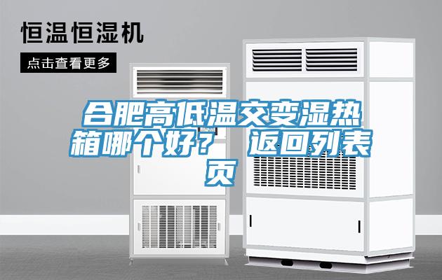 合肥高低溫交變濕熱箱哪個好？ 返回列表頁